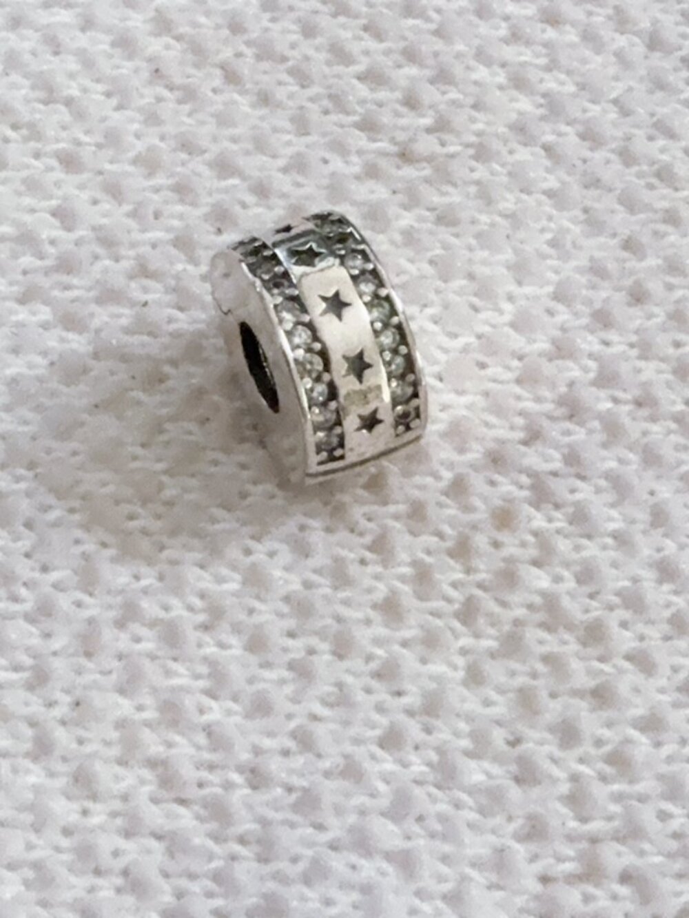 Star Clip Charm, Double Row CZ Pave Silver Charm For Pandora Bracelet
